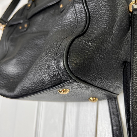 Michael Kors Pebble Leather Black Hudson Satchel Crossbody Bag - Picture 6 of 12